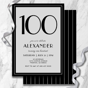 Convite Aniversário de 100 anos Modernidade Minimalista Ma