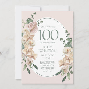 Convite Aniversário de 100 anos Tropical Floral
