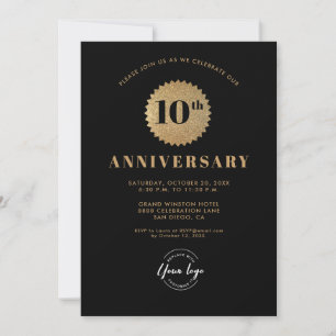 Convite Aniversário de 10 anos da empresa com brilho doura