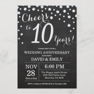Convite Aniversário de 10 anos de Casamento Quadro Negro P