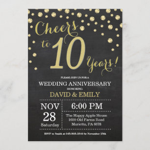 Convite Aniversário de 10 anos de Casamento Quadro-negro P