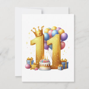 Convite Aniversário de 11 anos dourado