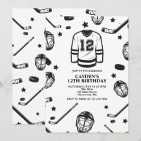 Aniversário de 12 anos de Hockey preto e Branco