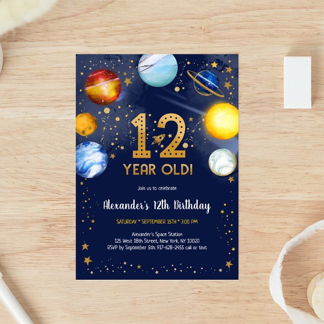 Convite Aniversário de 12 anos do Astronauta Espaço Sidera (Criador carregado)