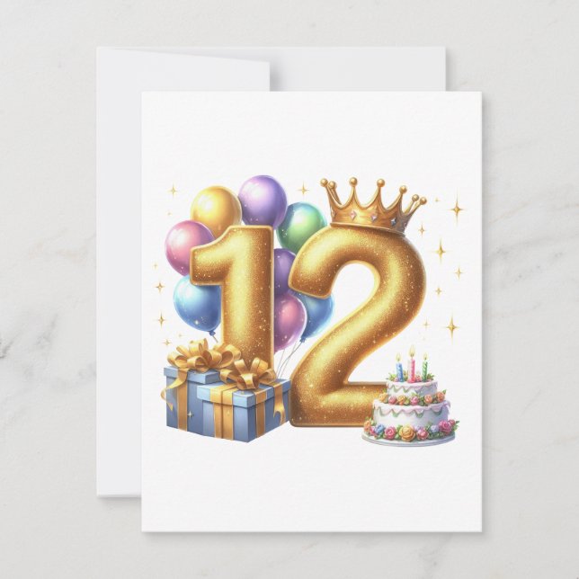 Convite Aniversário de 12 anos dourado (Frente)