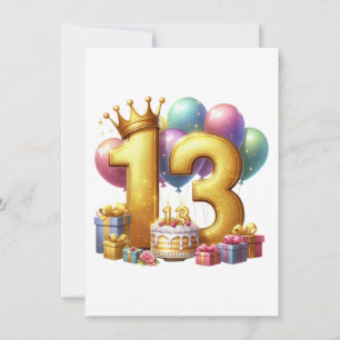 Convite Aniversário de 13 anos dourado