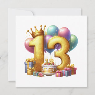 Convite Aniversário de 13 anos dourado