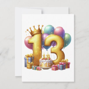Convite Aniversário de 13 anos dourado