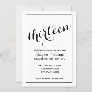 Convite Aniversário de 13 minimalista