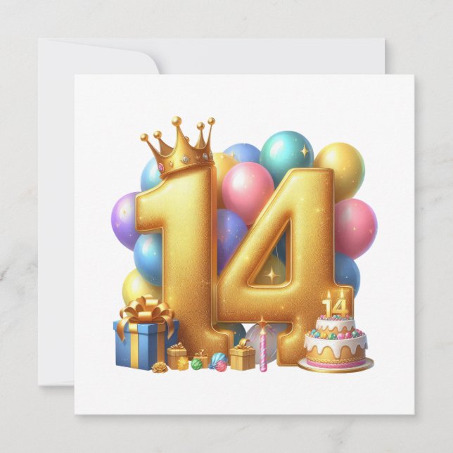 Convite Aniversário de 14 anos de ouro (Frente)