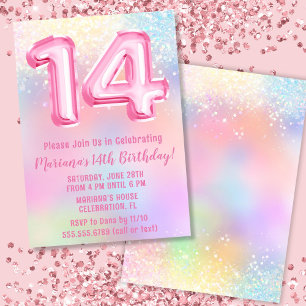 Convite Aniversário de 14 anos do Arco-Íris Rosa