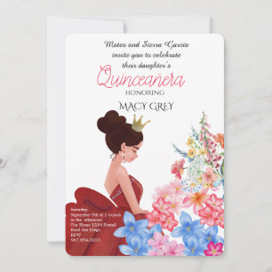 Convite Aniversário de 15 anos Blush Floral Quinceañera