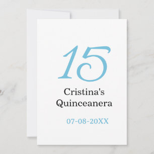 Convite aniversário de 15 anos da quinceanera azul preto l