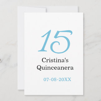 Convite aniversário de 15 anos da quinceanera azul preto l