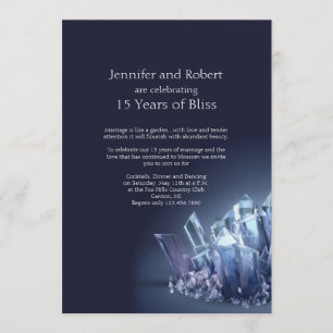 Convite Aniversário de 15 anos de Casamento Blue Crystal