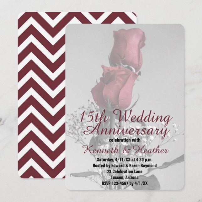 Convite Aniversário de 15 anos de Casamento Fotografia de  (Frente/Verso)