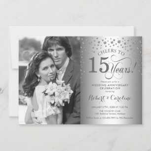 Convite Aniversário de 15 anos de Casamento Prateado com F