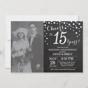 Convite Aniversário de 15 anos de Casamento Quadro Negro P