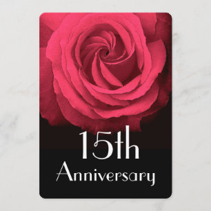 Convite Aniversário de 15 anos de Casamento Rosa Vermelha 