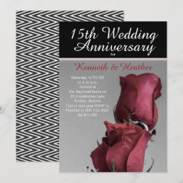 Convite Aniversário de 15 Anos de Casamento Rosas Vermelha