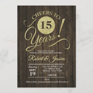 Convite Aniversário de 15 anos de Casamento Rústico - Made