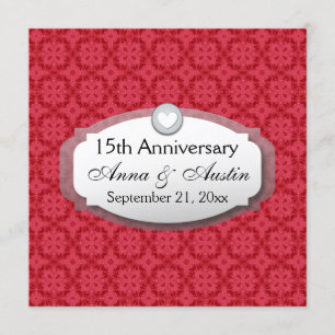 Convite Aniversário de 15 anos de Casamento Vermelho Z12