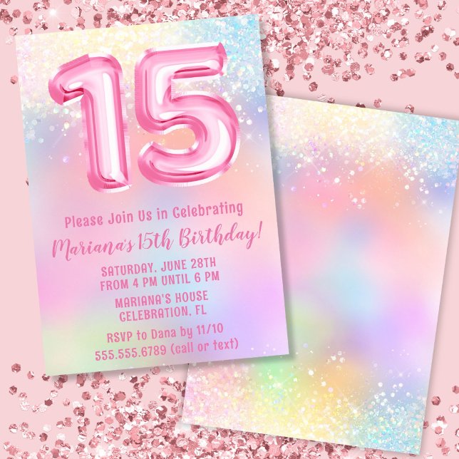 Convite Aniversário de 15 anos do Pink Rainbow (Criador carregado)