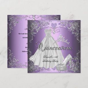 Convite Aniversário de 15 anos Quinceanera Lilás Roxo