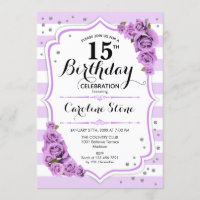 Aniversário de 15 - Flores Lavandas Púrpuras Branc