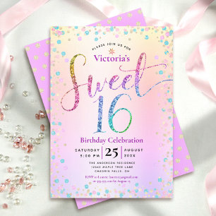 Convite Aniversário de 16 anos com Chuva de Confetes Glitt
