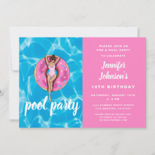Convite Aniversário de 16 anos Festa de piscina de verão c