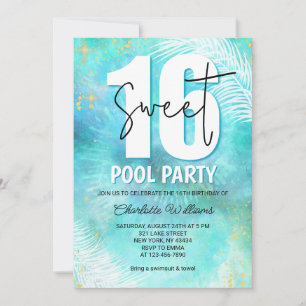 Convite Aniversário de 16 anos Festa na Piscina Azul