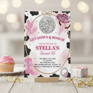 Convite Aniversário de 16 anos Get Down & Boogie Disco Cow