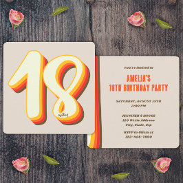 Convite Aniversário de 18 anos Gray Simple Modern Retro Gr