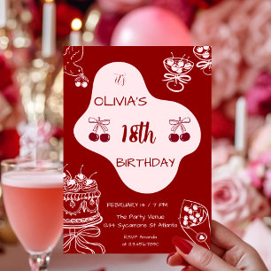 Convite Aniversário de 18 anos no Dia dos Namorados Cereja