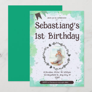 Convite Aniversário de 1 ano Adorável