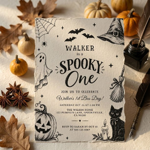 Convite Aniversário de 1 Ano Assustador do Halloween Moder
