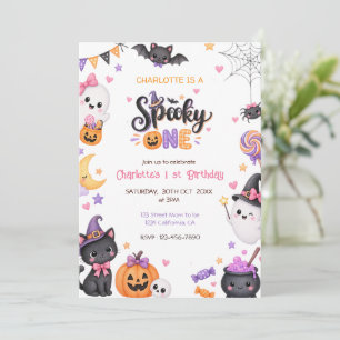 Convite Aniversário de 1 ano Assustador Fofo de Halloween