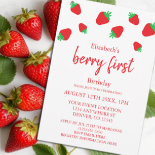 Convite Aniversário de 1 ano Berry Sweet