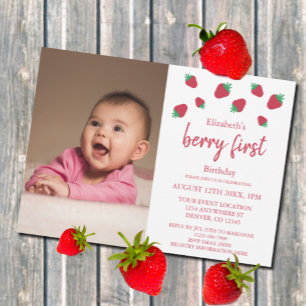 Convite Aniversário de 1 ano Berry Sweet