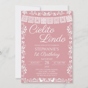 Convite Aniversário de 1 ano Blush Pink Cielito Lindo