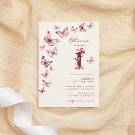 Convite Aniversário de 1 ano Boho Butterfly