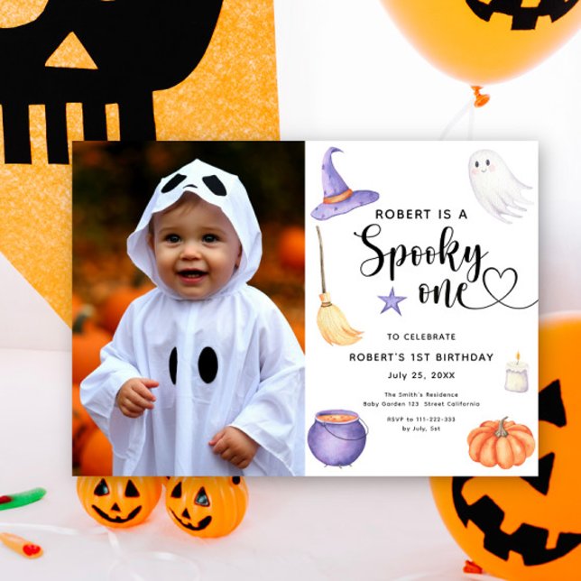 Convite Aniversário de 1 ano com tema de Halloween Assusta (Criador carregado)