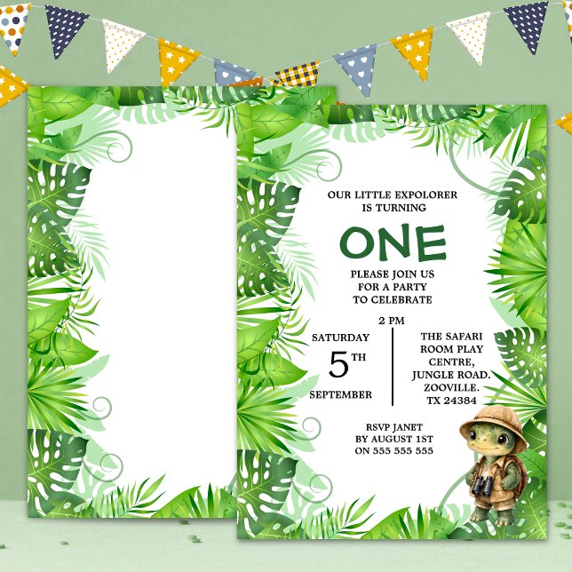 Convite Aniversário de 1 ano com tema Little Explorer Jung (Criador carregado)