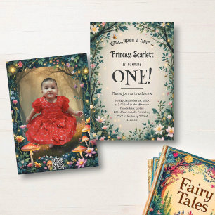 Convite Aniversário de 1 ano Conto de Fadas Floresta Mágic