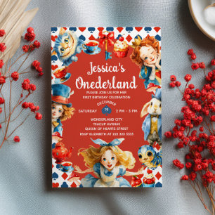 Convite Aniversário de 1 ano da Alice em ONEDERLAND com aq