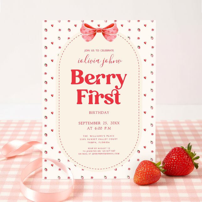 Convite Aniversário de 1 ano da Berry Rosa Coquette (Criador carregado)