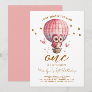 Convite Aniversário de 1 ano da Coruja Rosa