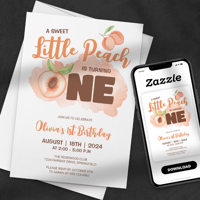 Convite Aniversário de 1 ano da Doce Pequena Amora (Criador carregado)