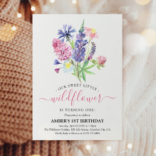 Convite Aniversário de 1 ano da Flor Silvestre com Aquarel